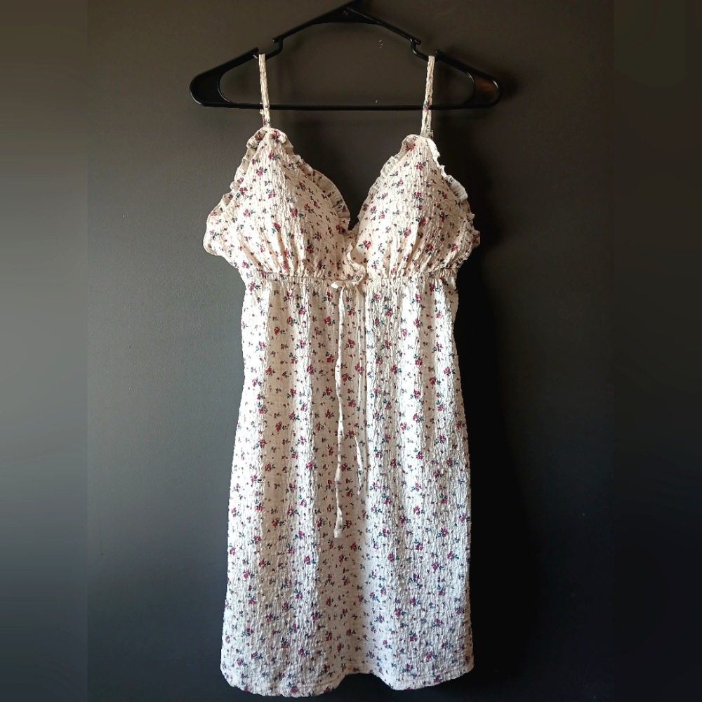 No Boundaries Floral Summer Dress - White Pink And Green Women's Size Large
